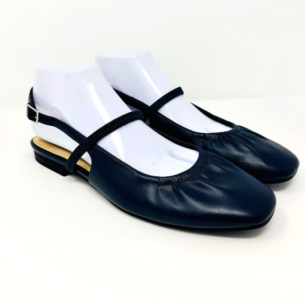 Easy Street Blake Women’s Size 10 Wide Navy Slingback Flats Mary Jane New